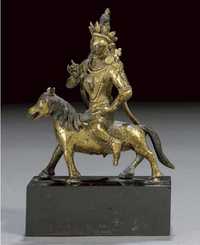 16th/17th Century A Sino-Tibetan gilt bronze model of a Tenma Goddess